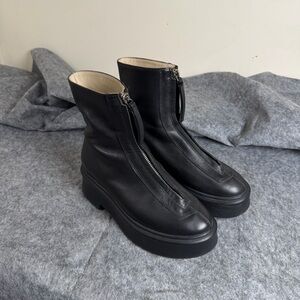The Row Zippered Platform Leather Combat Boots Size 37 in Black